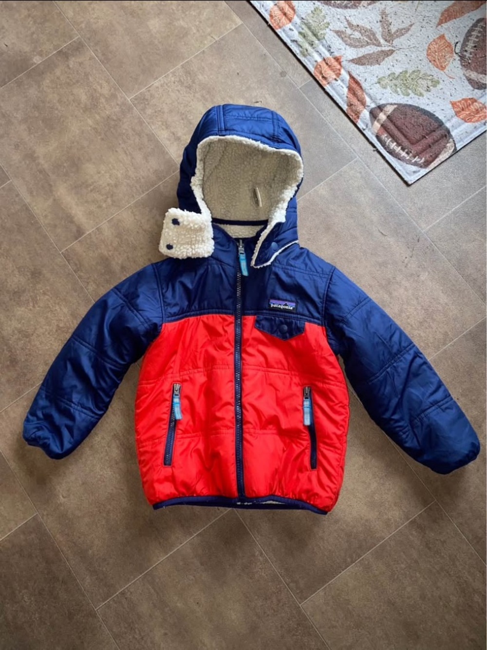 Patagonia Kids Reversible Hooded Jacket - Navy & Red